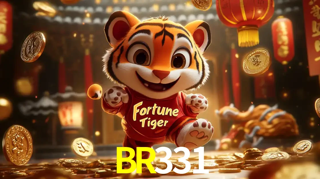 O alegre personagem do Fortune Tiger correndo sobre um caminho de moedas de ouro, simbolizando os grandes prêmios e a diversão do popular jogo de slot do BR331.
